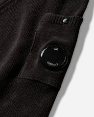 Men's Chenille Cotton Polo Lens Sweater Black