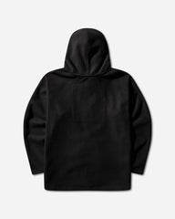 Men's Attached Hood Zip Up Fleece Jacket Black
