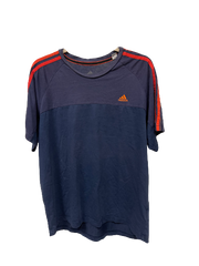 Vintage Blue with Red Stripe Adidas T-Shirt Large