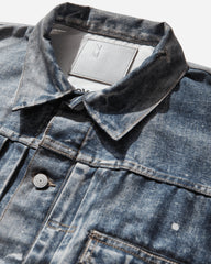 Men's New Manual Printed Denim Jacket Indigo
