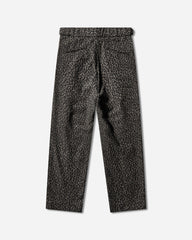 Men's Leopard Jacquard Side Tab Tucked Trousers Charcoal