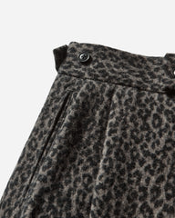 Men's Leopard Jacquard Side Tab Tucked Trousers Charcoal