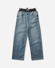 Loose Fit Waistband Denim Jeans Blue