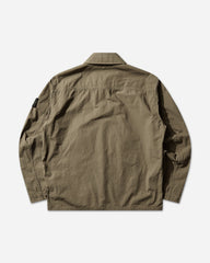 Men's Mercerised Organic Cotton Ripstop Zip Overshirt Military Green