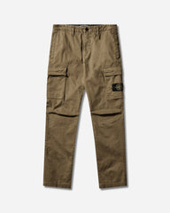 Men's Organic Cotton Stretch Broken Twill 'OLD' Effect Cargo Pants Military Green