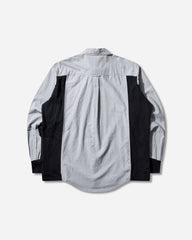 Men's Paneled Cotton Shirt Navy Stripe