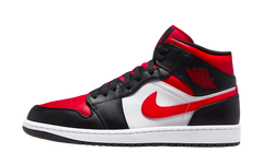 Nike Air Jordan 1 Mid Black Fire Red (GS) Women's