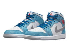 Nike Air Jordan 1 Mid White Blue Red Men's