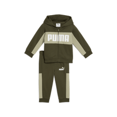 Puma Infants Minicats Essentials Block Hooded Set - Dark Olive