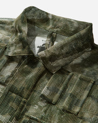 Men's Multi Pixel Camo Mask Hooded Shirt Jacket Green