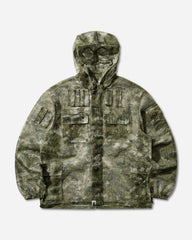 Men's Multi Pixel Camo Mask Hooded Shirt Jacket Green