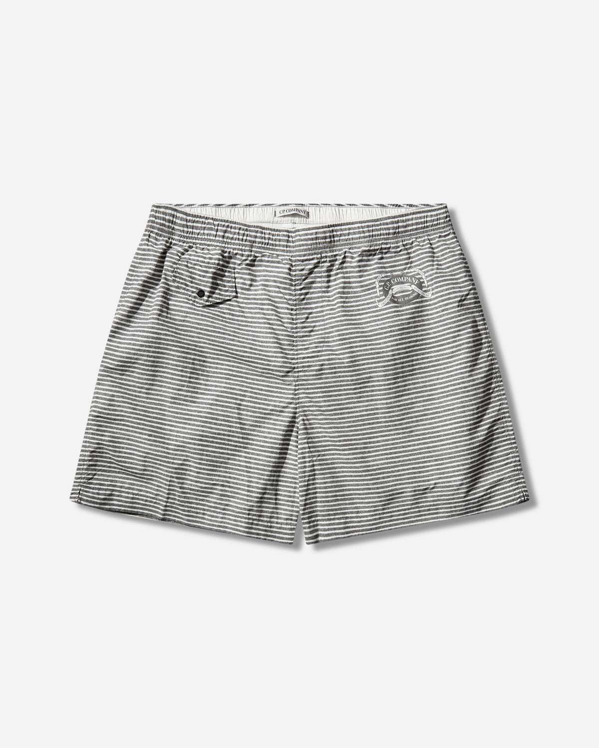 Men's Flatt Nylon Striped Swim Shorts Gunmetal
