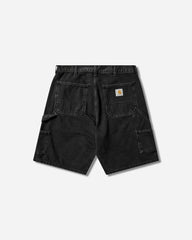 Men's Double Knee Shorts Black (Stone Washed)