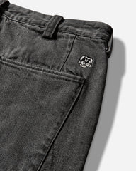 Men's 10 Pocket Double Knee Denim Pants Washed Black