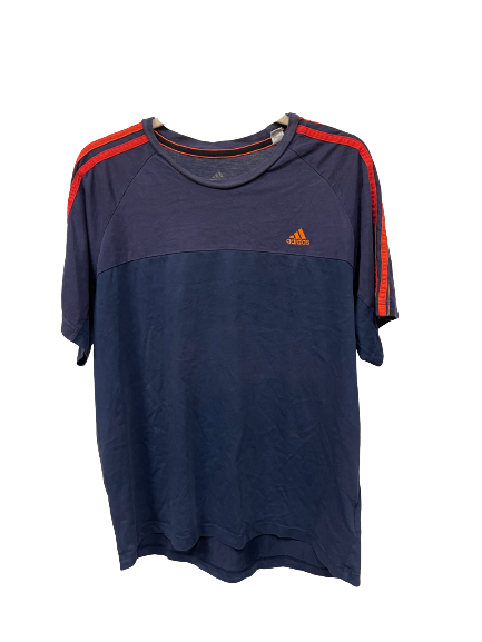 Vintage Blue with Red Stripe Adidas T-Shirt Large