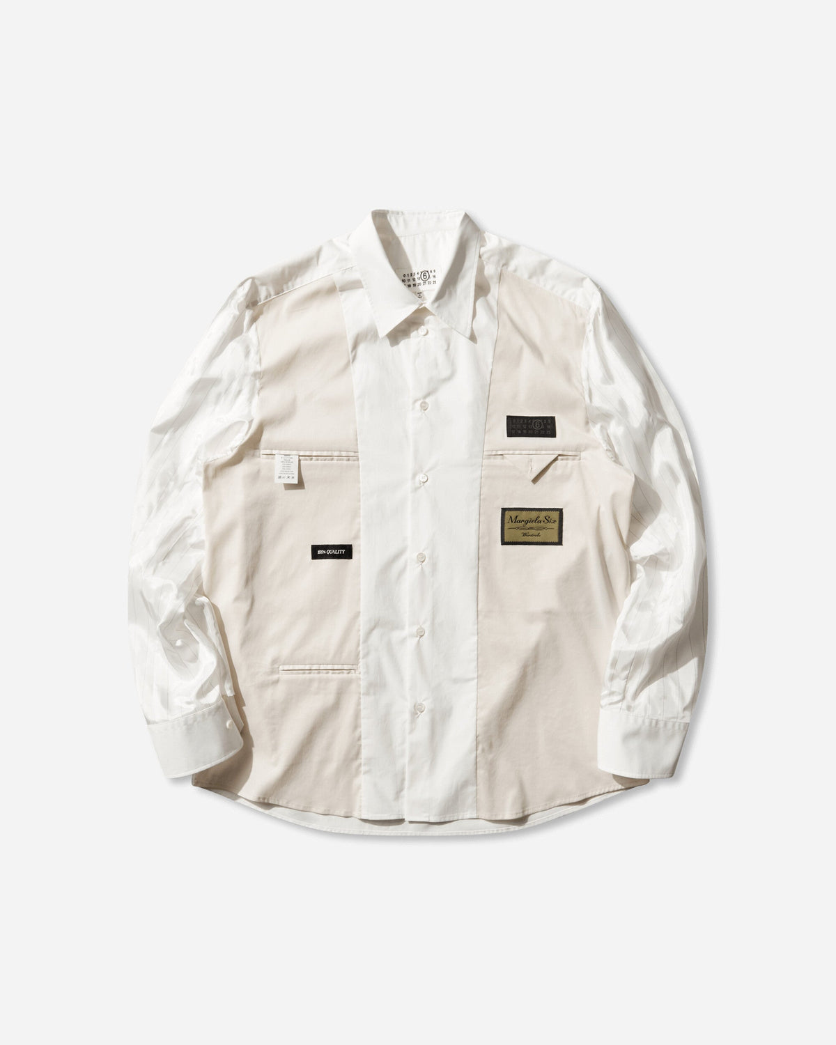 Men's Label Patch Poplin Shirt White