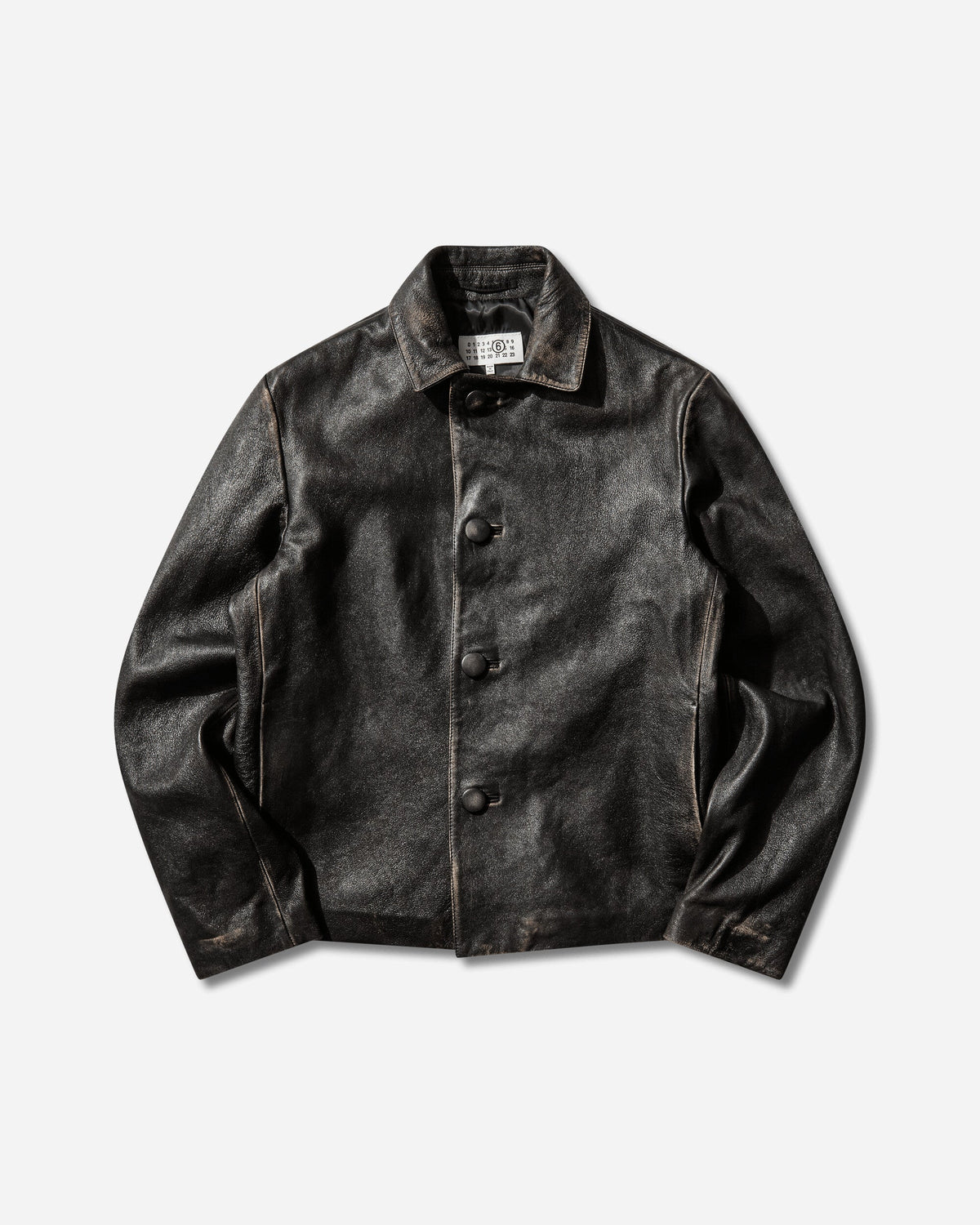 Men's Distressed Leather Jacket Black