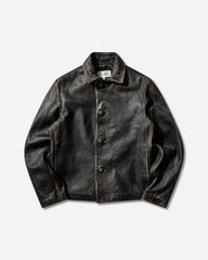 Men's Distressed Leather Jacket Black