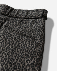 Men's Leopard Jacquard Side Tab Tucked Trousers Charcoal