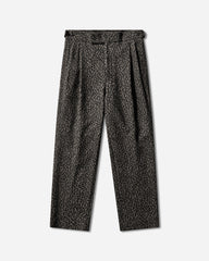 Men's Leopard Jacquard Side Tab Tucked Trousers Charcoal