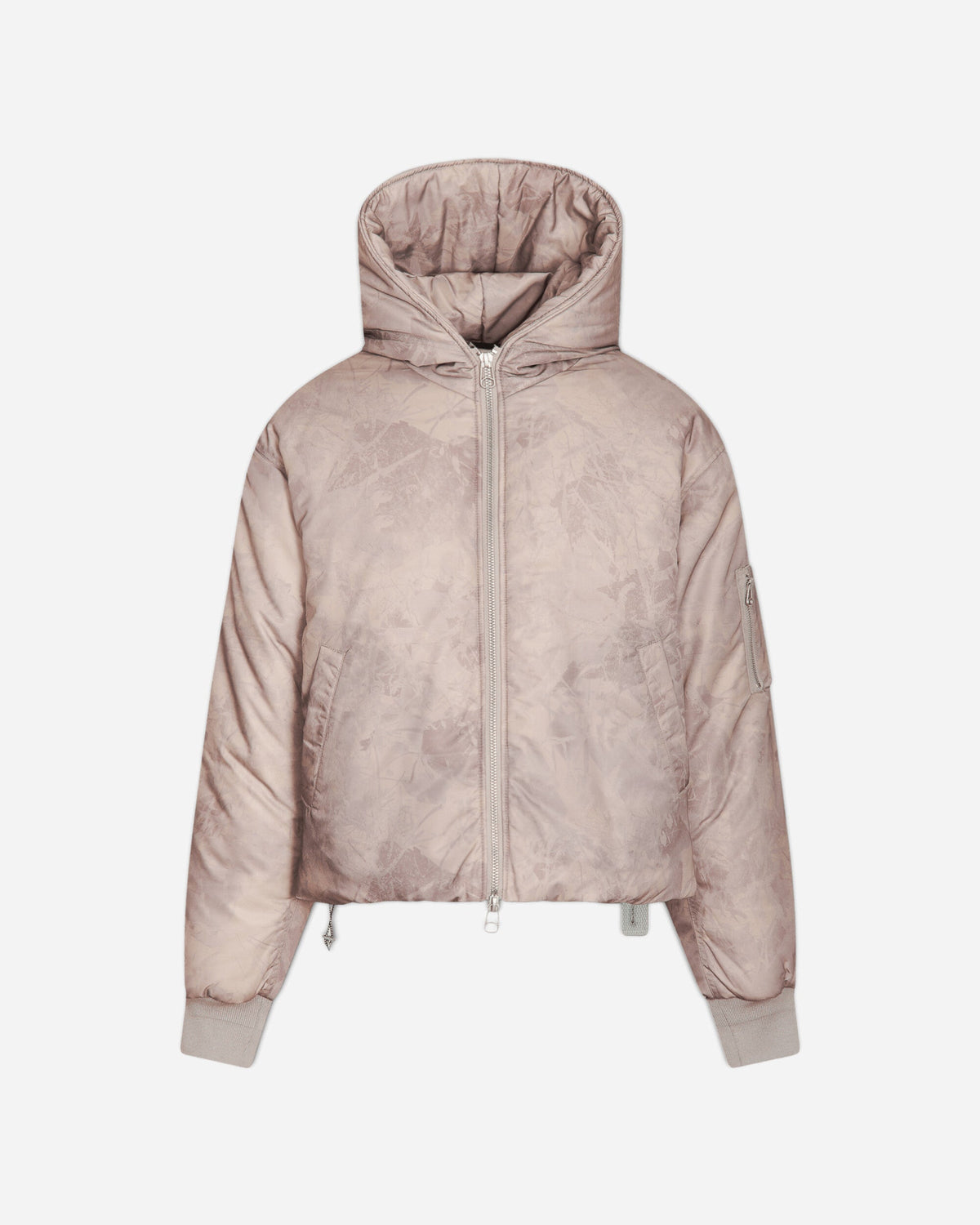 Men's Cropped Hood Bomber Jacket Foliage Print