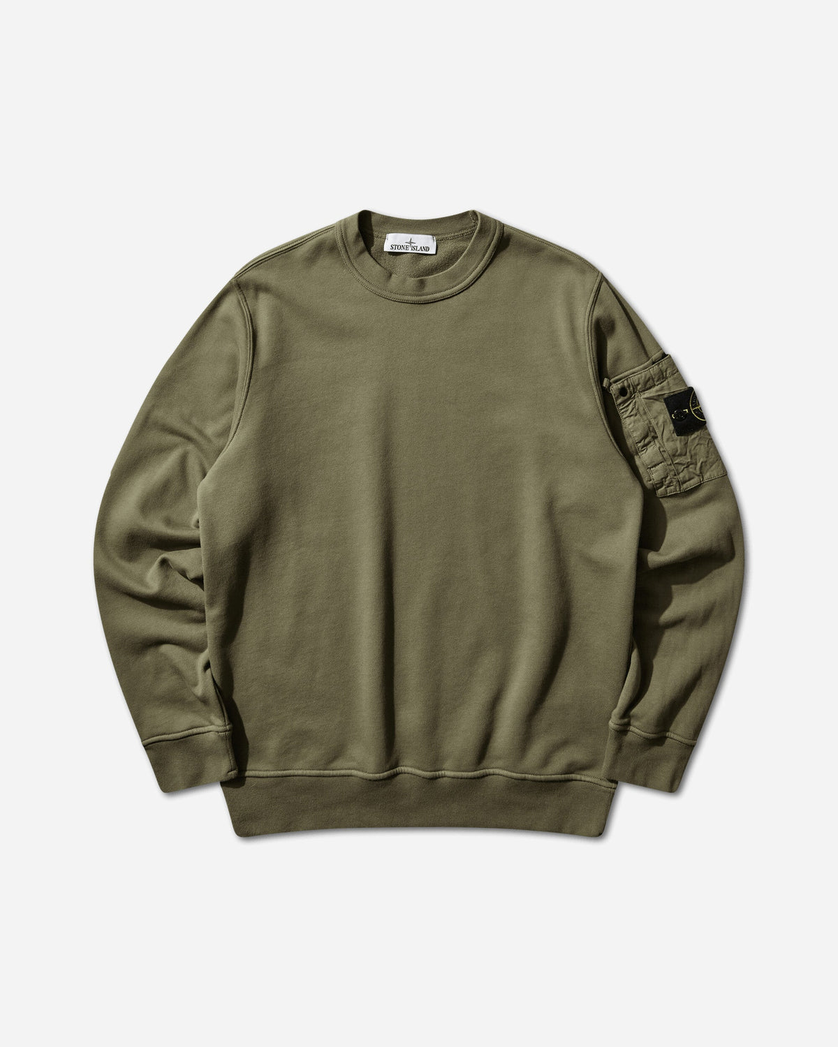 Men's Cotton Fleece Pocket Crewneck Sweatshirt Military Green