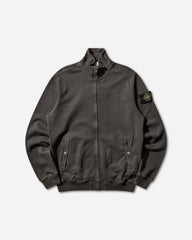 Men's Malfilé Cotton Fleece 'OLD' Effect Zip-Up Track Jacket Charcoal Grey