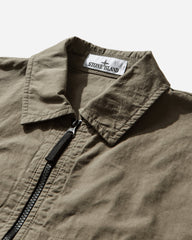 Men's Mercerised Organic Cotton Ripstop Zip Overshirt Military Green
