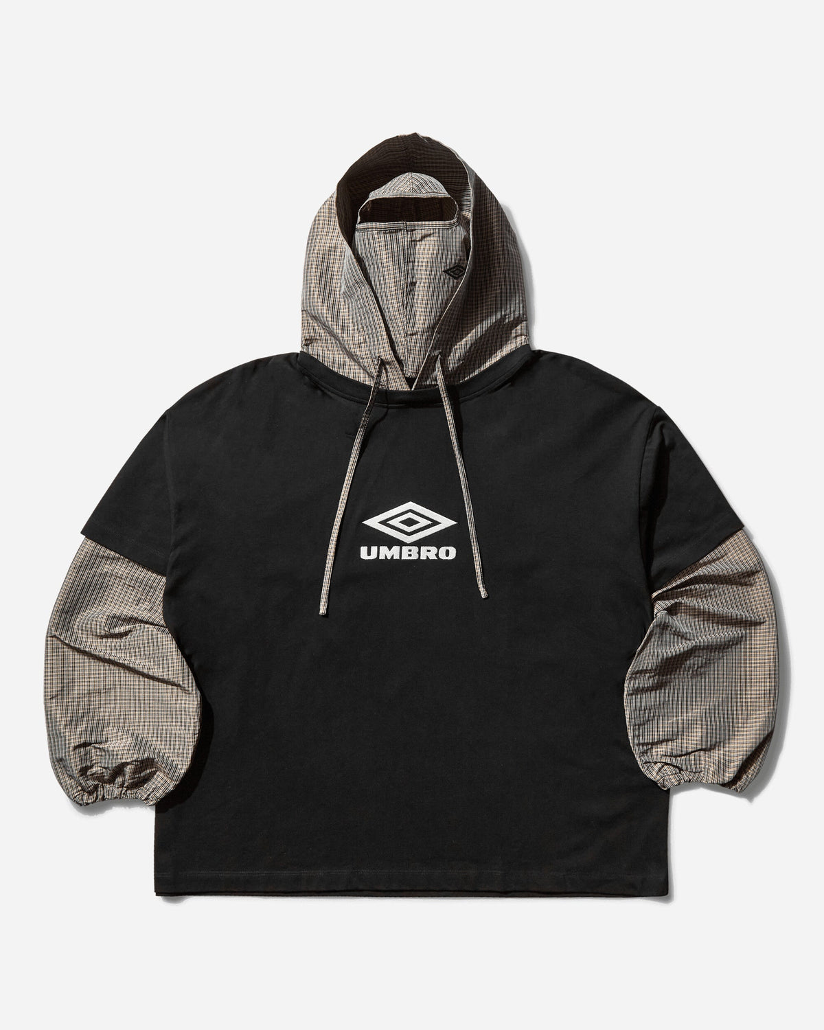 Men's Cut Up Masked Hoodie Washed Black / Beige