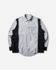 Men's Paneled Cotton Shirt Navy Stripe