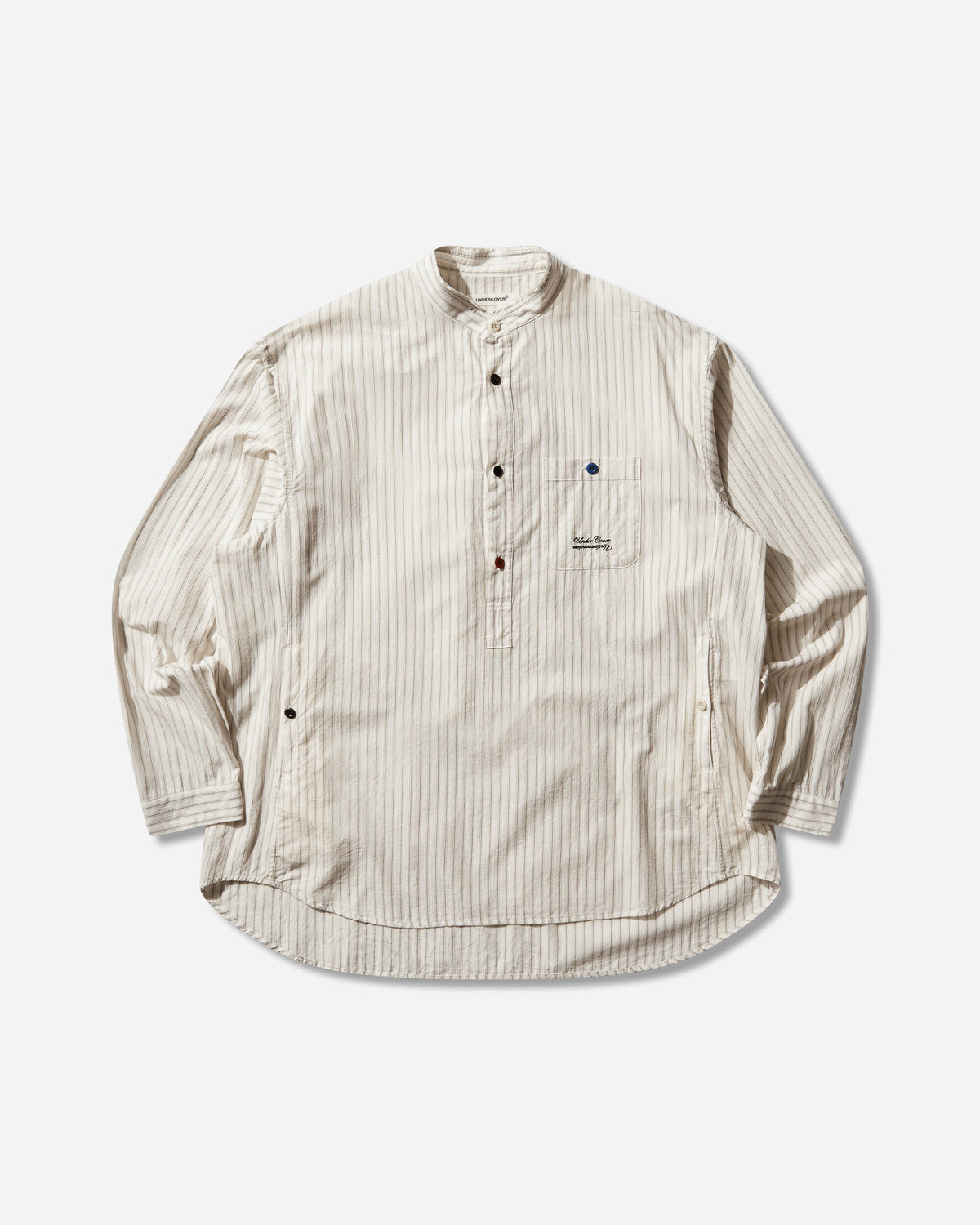 Men's Cotton Pullover Shirt Brown Stripe