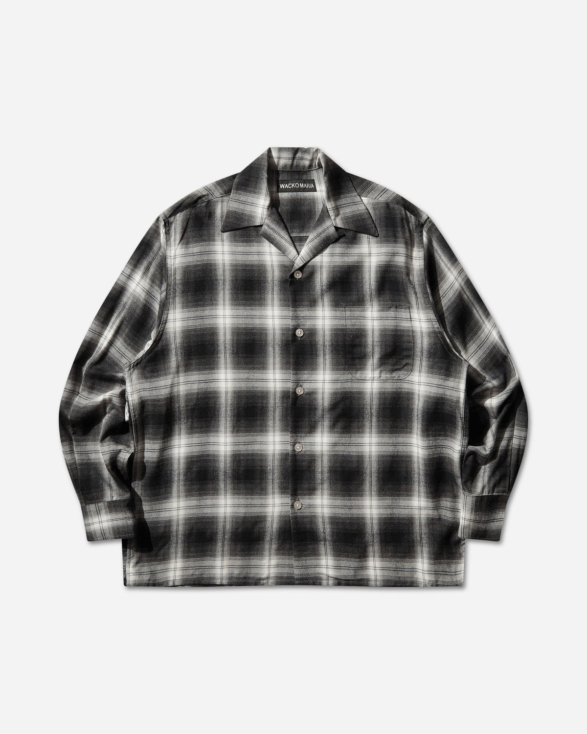 Men's Ombre Check Open Collar Longsleeve Shirt (Type-1) Grey