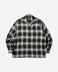 Men's Ombre Check Open Collar Longsleeve Shirt (Type-1) Grey