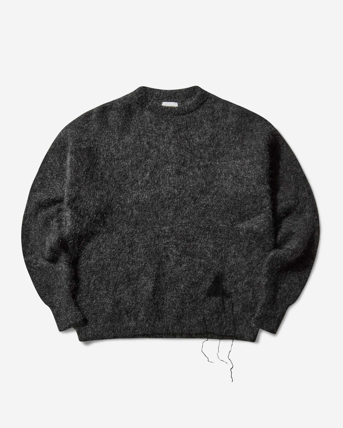 Men's Dropstitch Mohair Knit Crewneck Sweater Anthracite