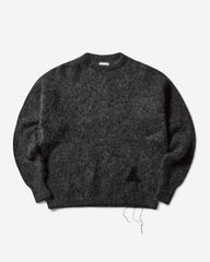 Men's Dropstitch Mohair Knit Crewneck Sweater Anthracite