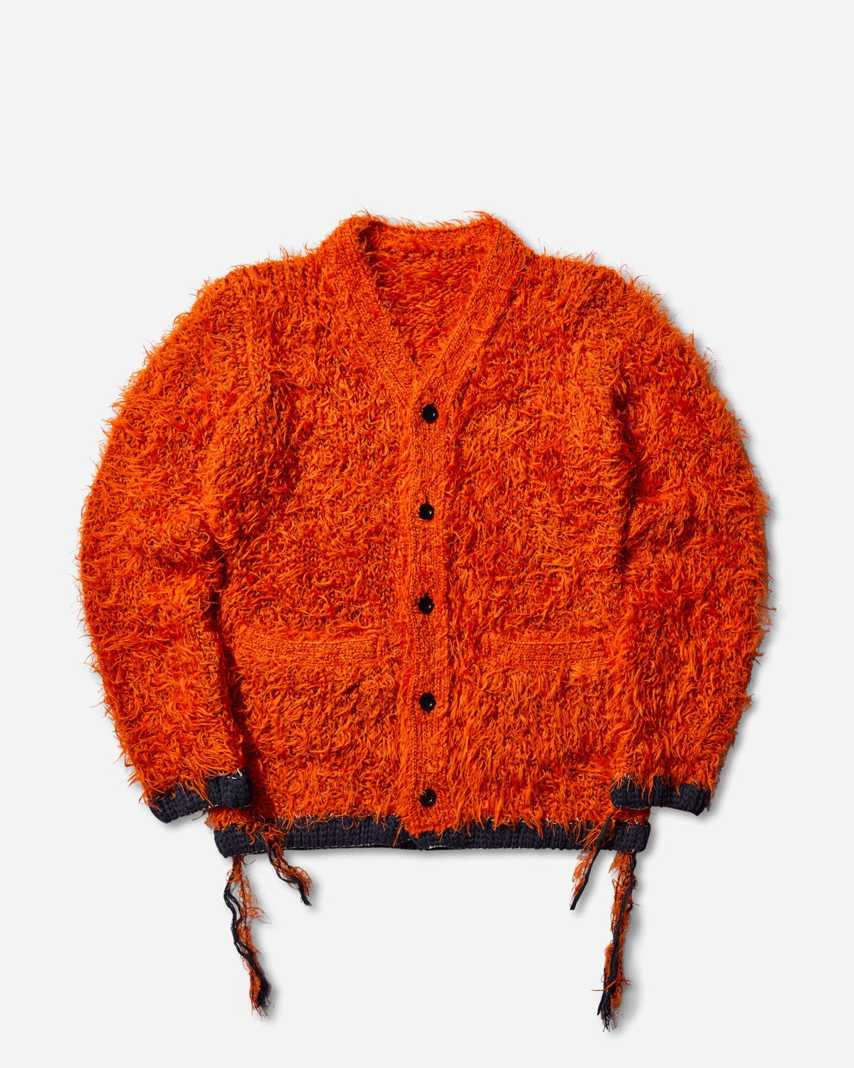 Men's Furry Knit Cardigan Orange
